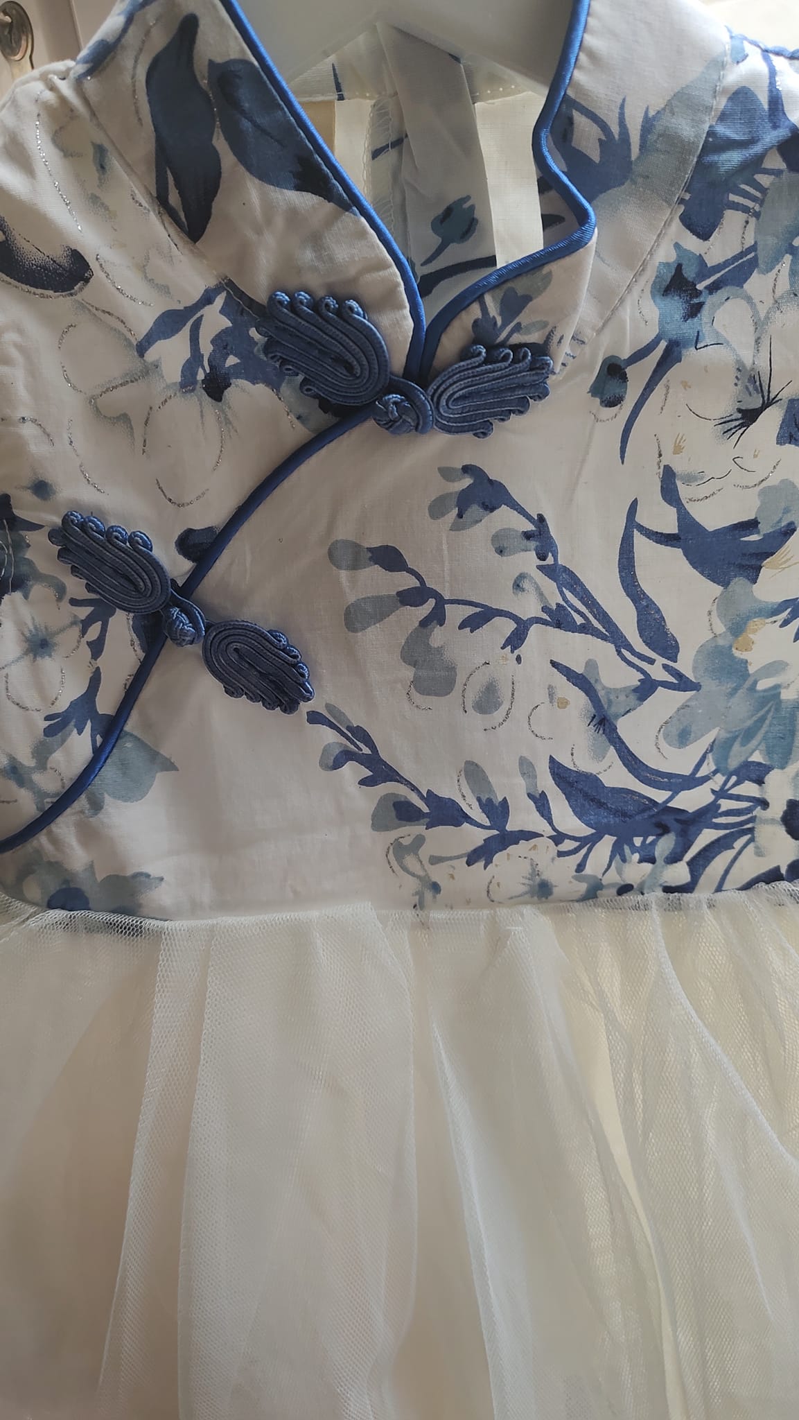 Girls Blue Tutu Cheongsam Dress