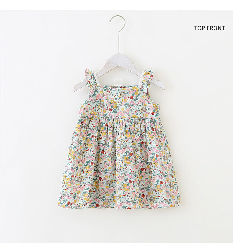 Girl Cotton Floral Dress -Pink
