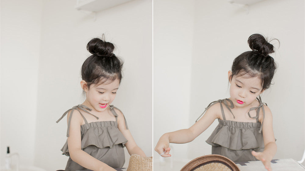 Girl Cotton Brown Ruffle Dress