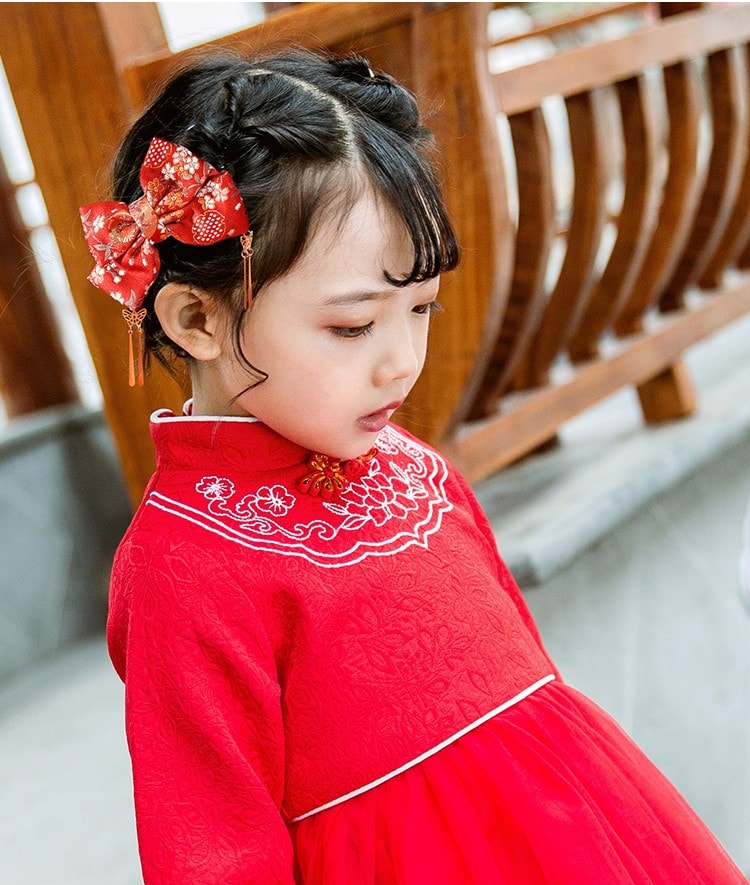 Embroidery Fabric Hair Clips - butterflies with white beads
