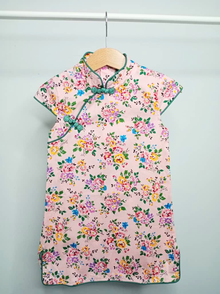 Girls Pink Floral Cheongsam Dress