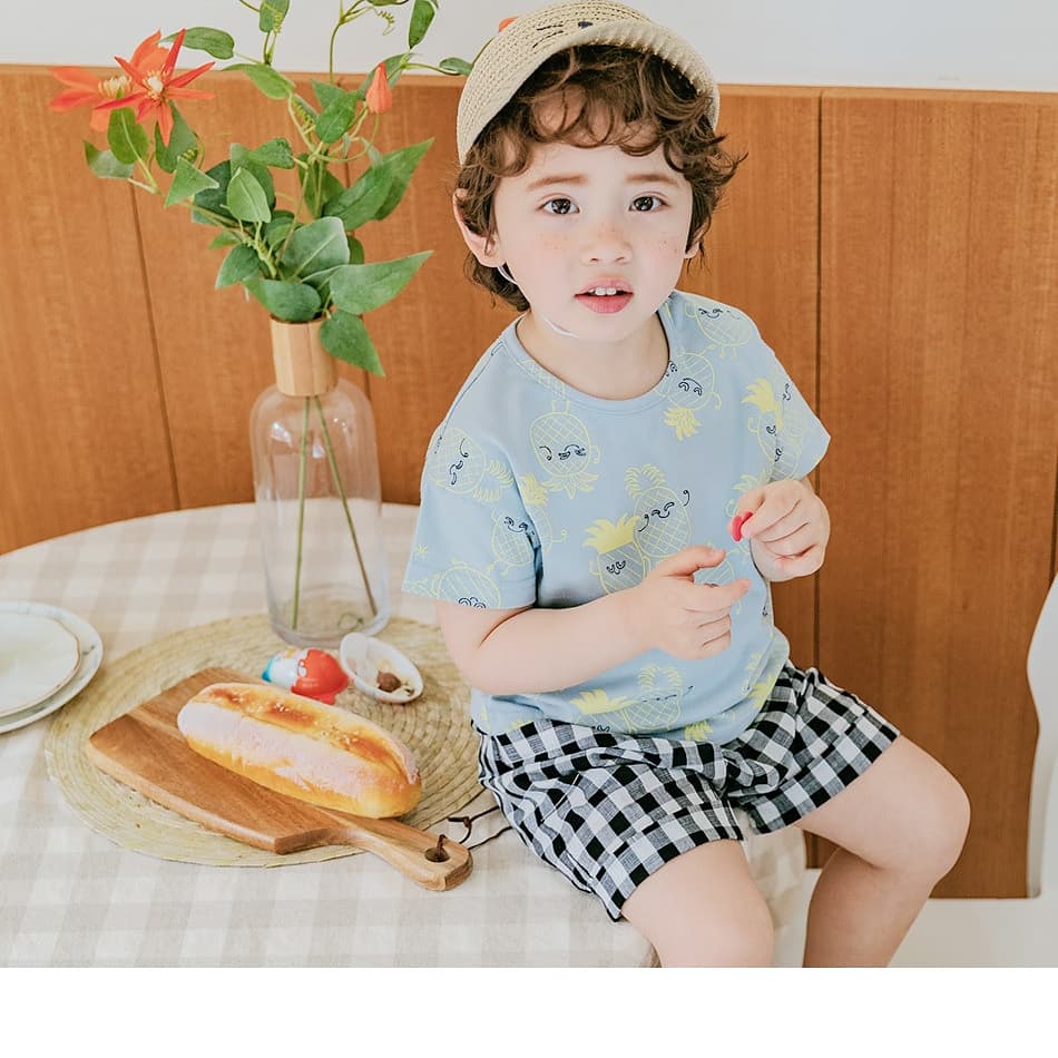 Boy Japanese Style Cotton Two-Tone Short - Black