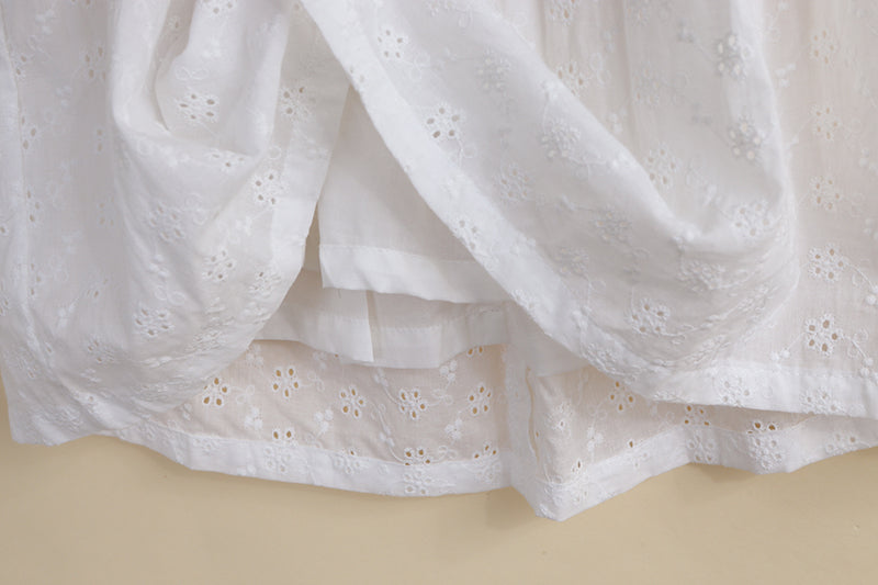 Girls White Broderie Anglaise Eyelet Dress