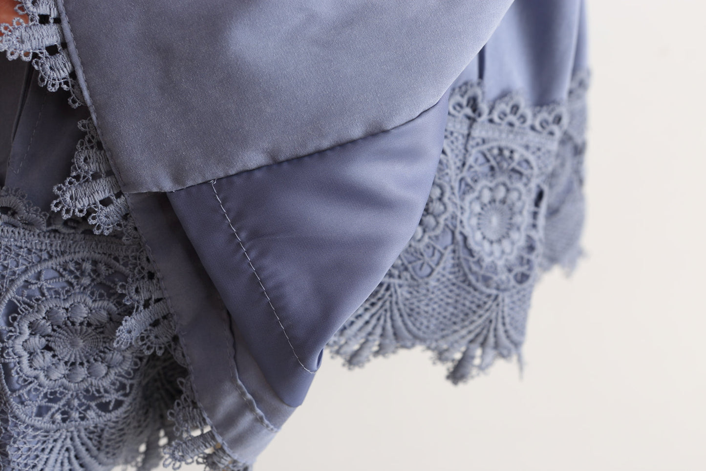 Girls' Broderie Trench Coat- Lavender Blue