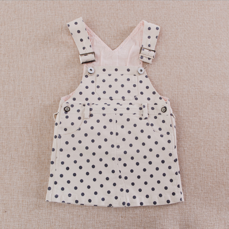 Cotton Polka Dot Girl Dungaree Dress