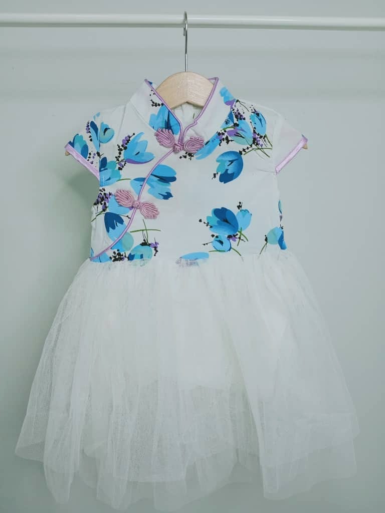 Girls Purple Tutu Cheongsam Dress