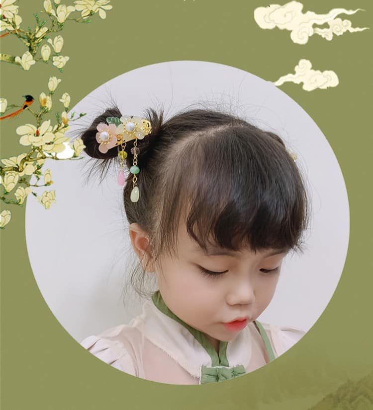 Orange Floral Hair Clips