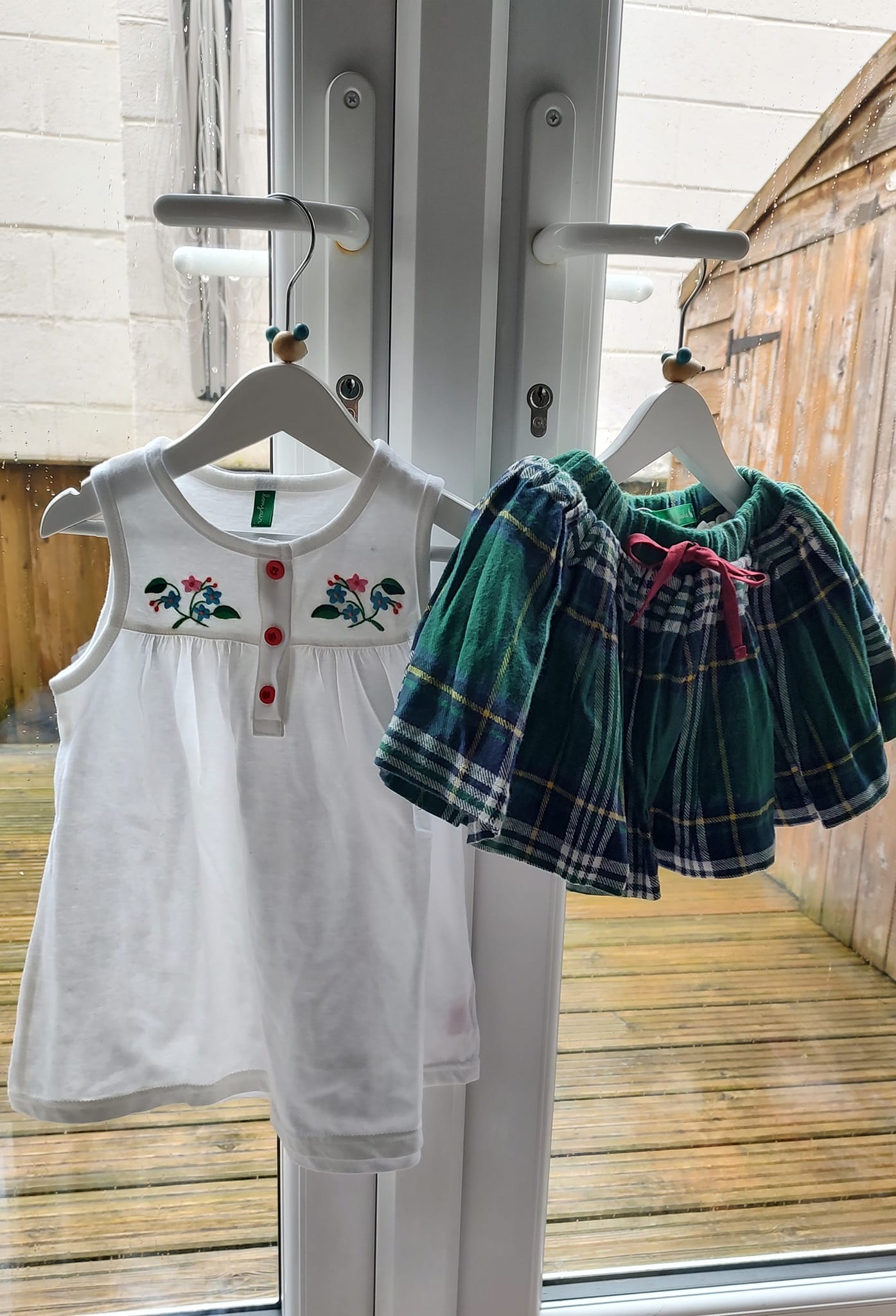 Soft Cotton Green Checkered Tutu Skirt( Made in Korea)