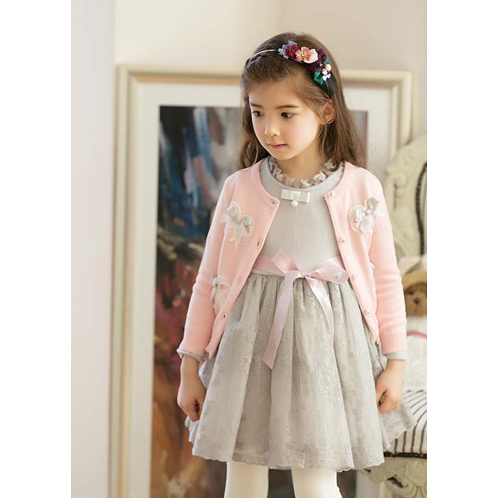 Girls Pink Knitted Cardigan