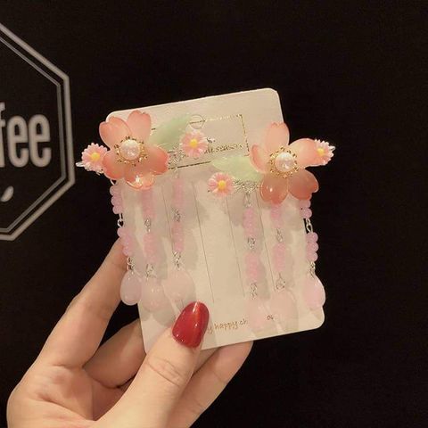 Orange Floral Hair Clips