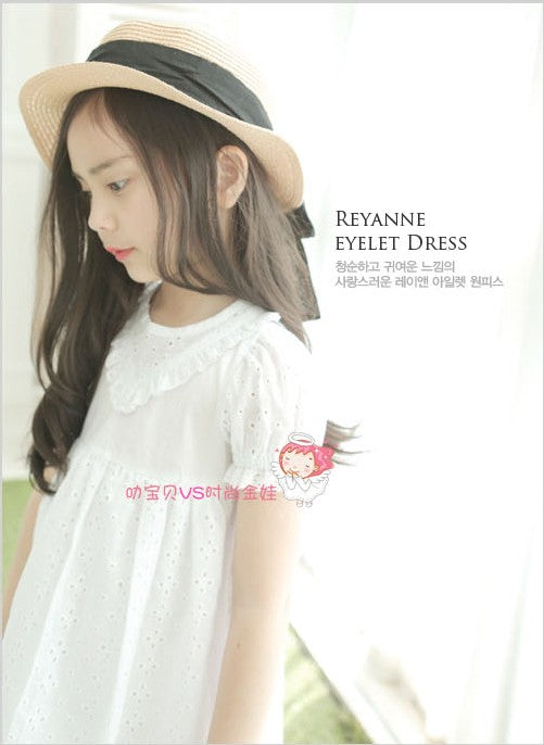 Girls White Broderie Anglaise Eyelet Dress
