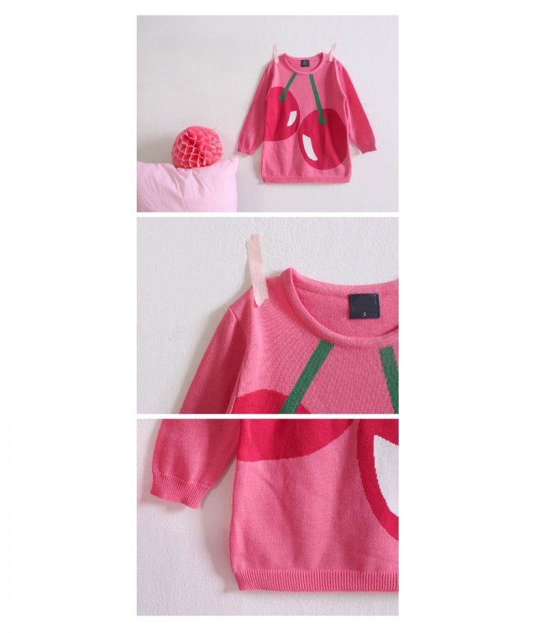 Pink Cotton Knit Cherries Dress