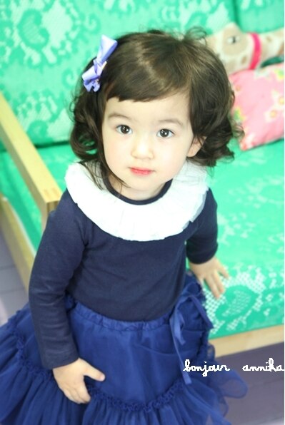 Luxury Girls Blue Cotton Blouse (Made in Korea )