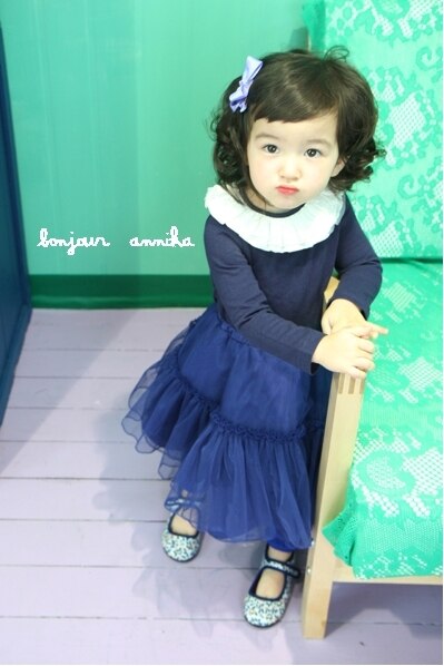 Luxury Girls Blue Cotton Blouse (Made in Korea )