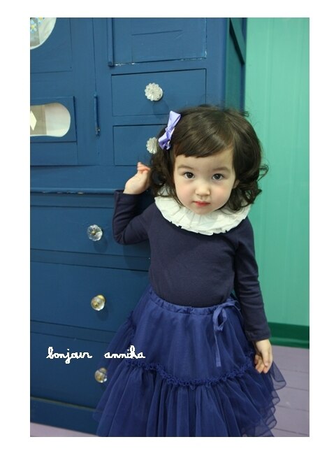 Luxury Girls Blue Cotton Blouse (Made in Korea )
