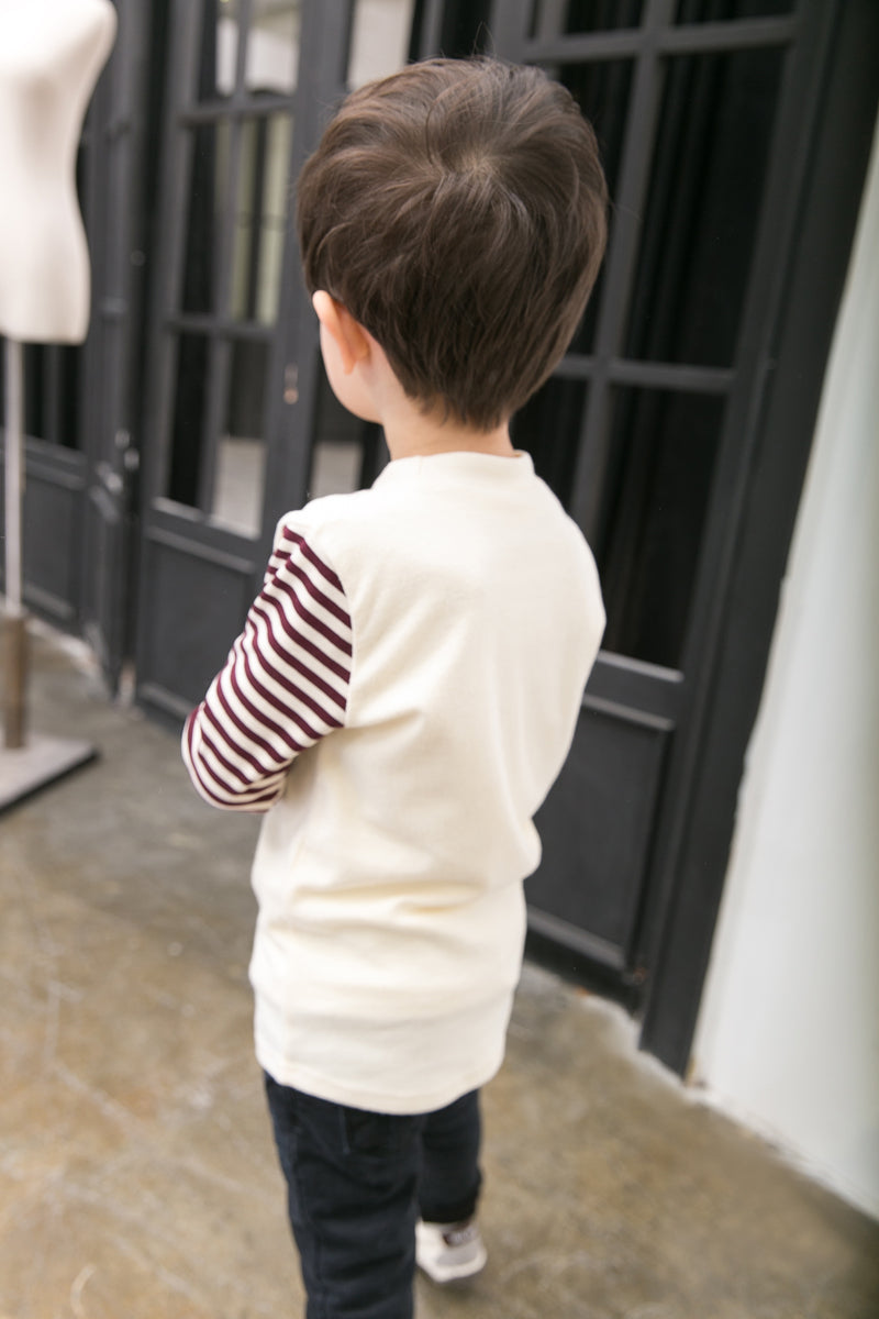Boys Cream Cotton Top - Long Sleeves