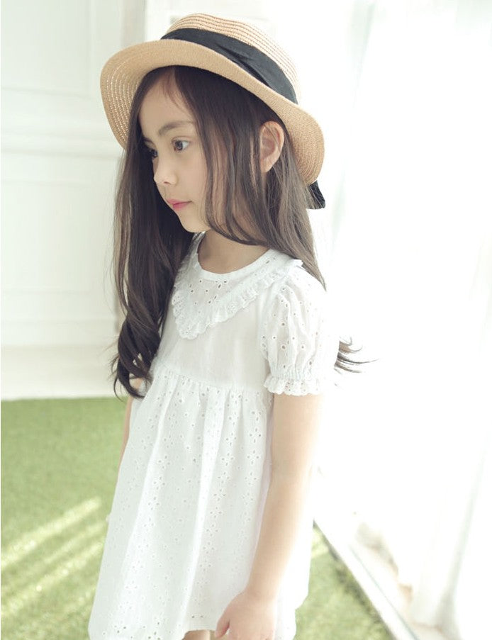 Girls White Broderie Anglaise Eyelet Dress