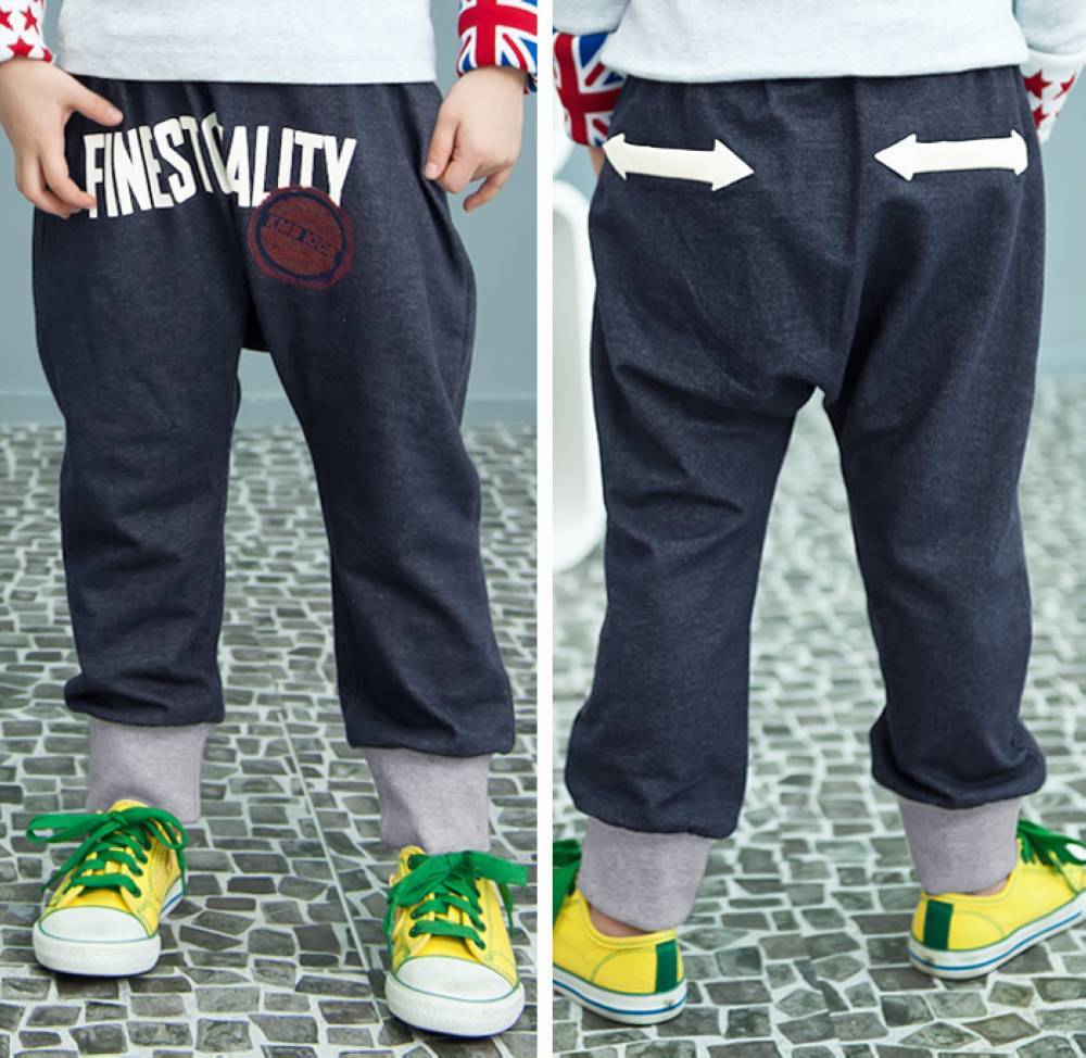 Navy Badge Print Hareem Trousers