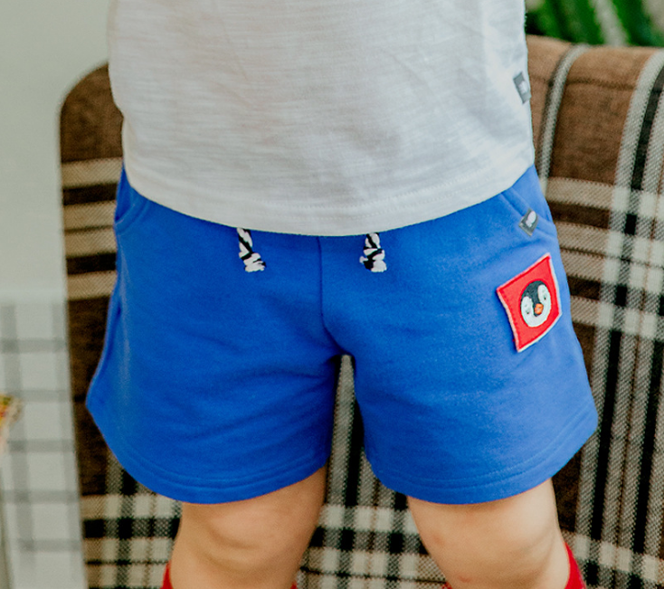 Fun Holiday Cotton Penguin Shorts - Blue