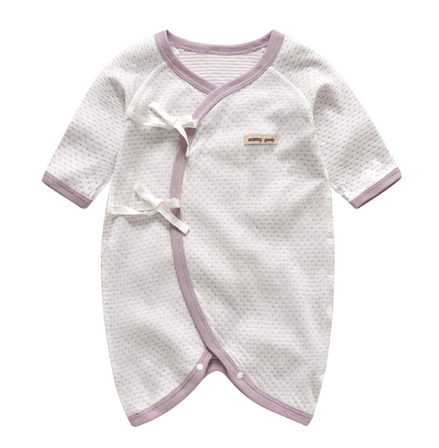 Baby Long Sleeve Wrap Style Rompers - Purple