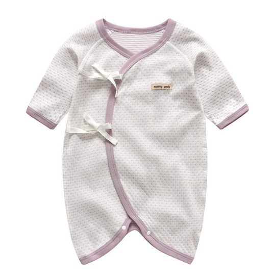 Baby Long Sleeve Wrap Style Rompers - Purple