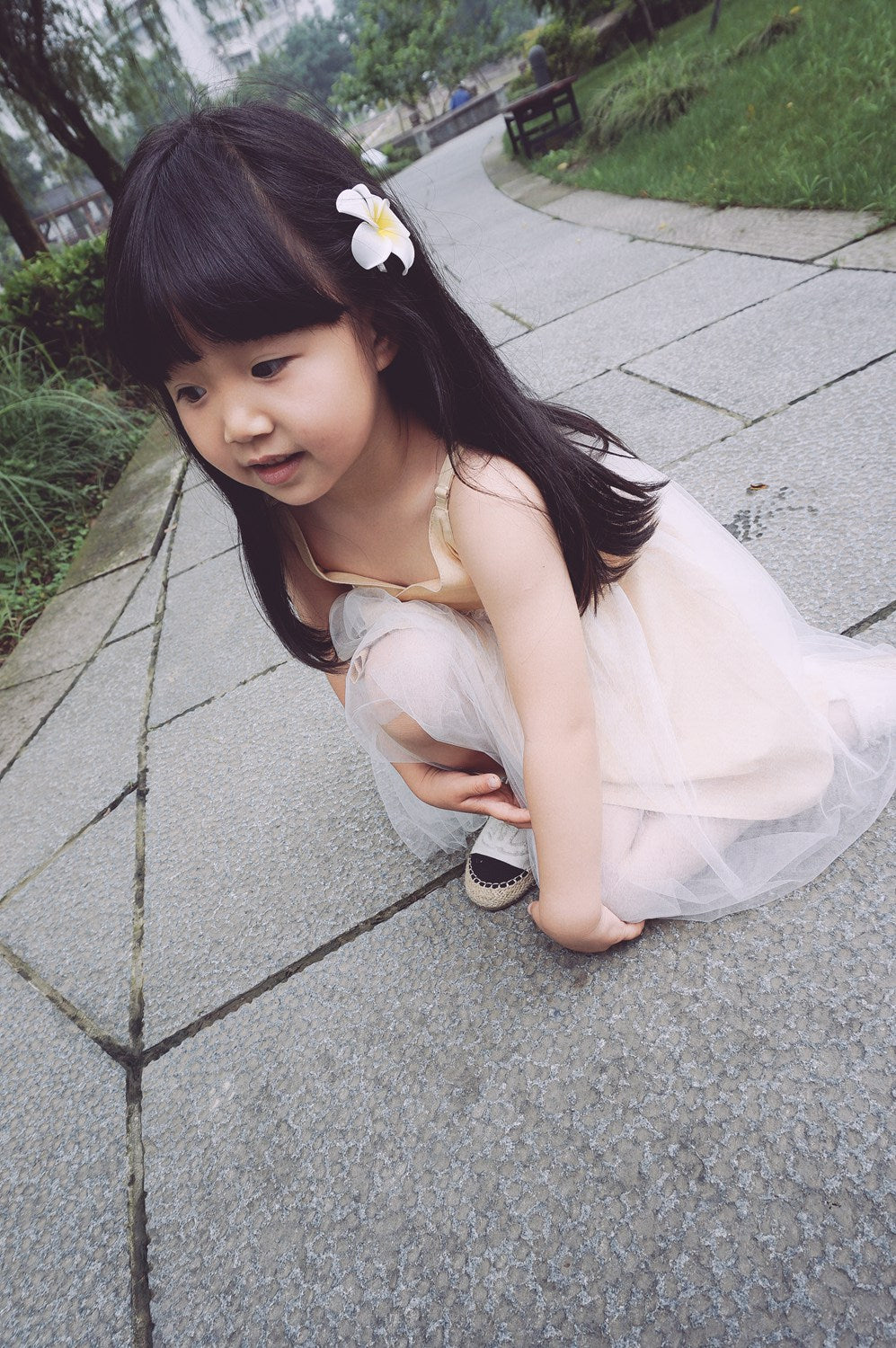 Girls Gold Tulle Dress