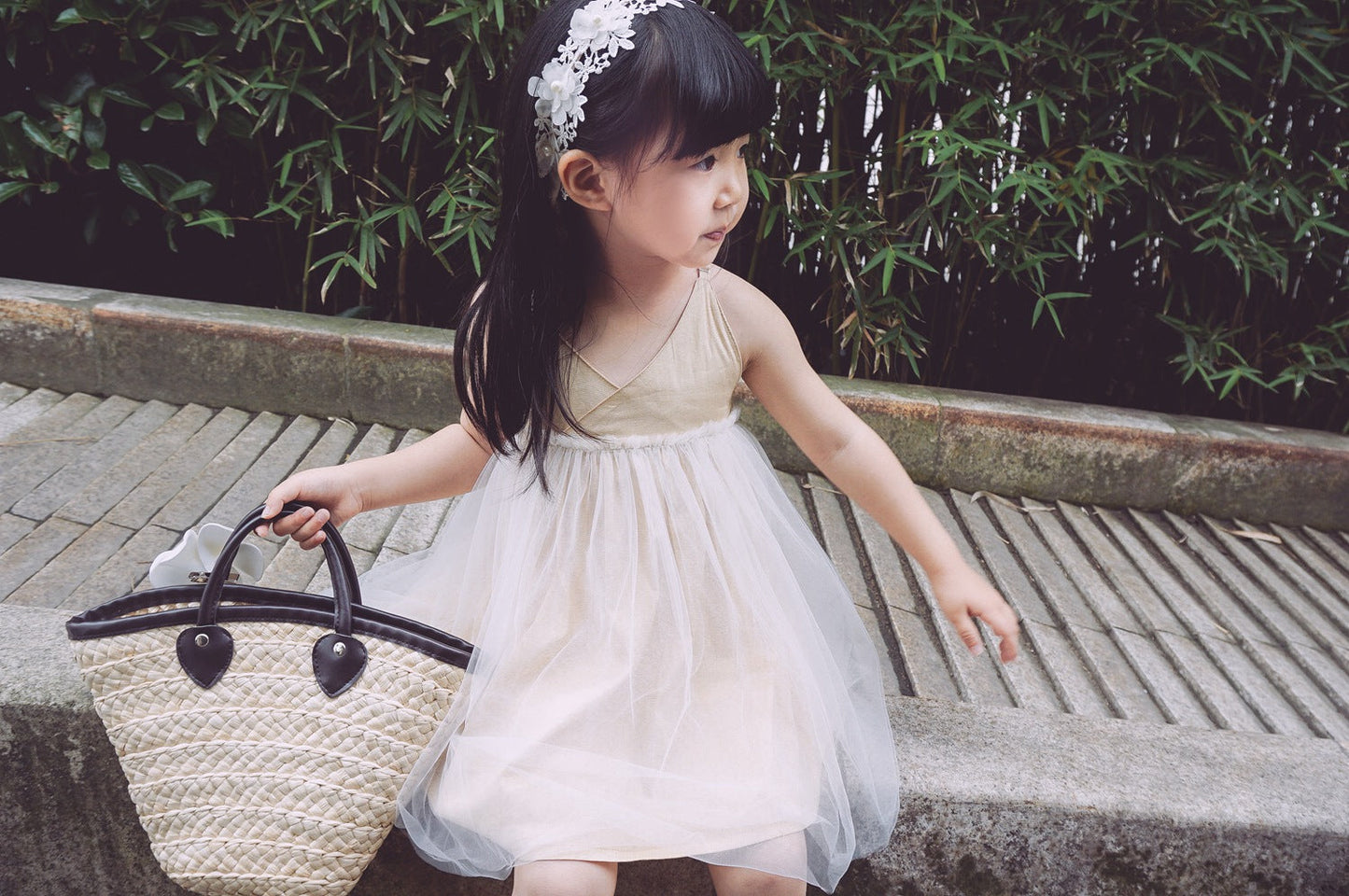 Girls Gold Tulle Dress