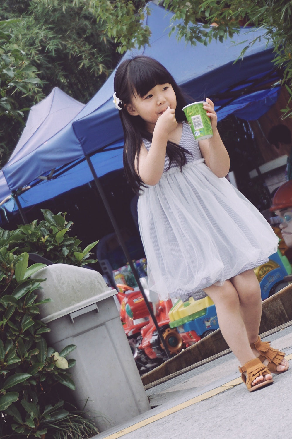 Girls Blue Stripe Dress