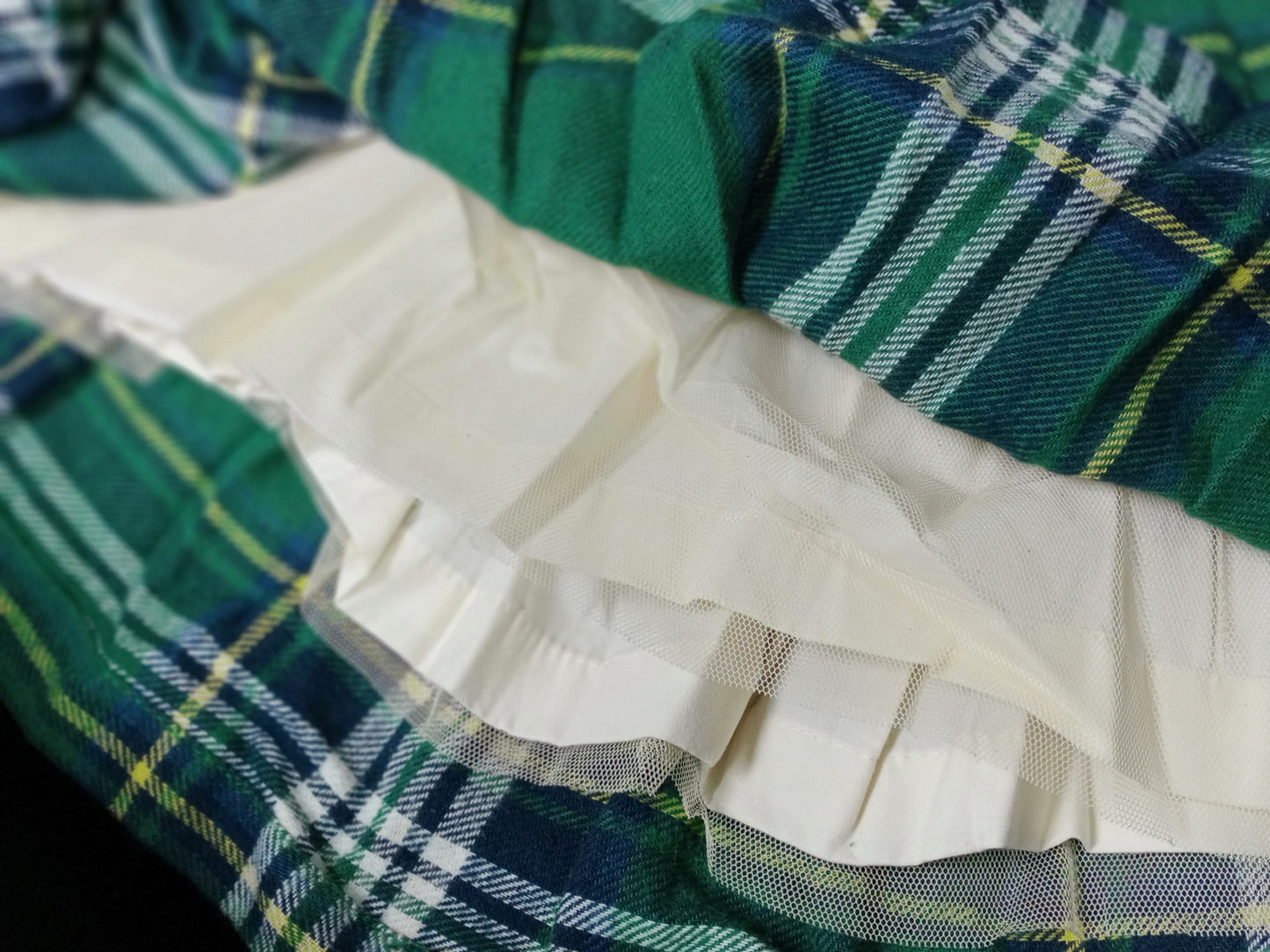 Soft Cotton Green Checkered Tutu Skirt( Made in Korea)