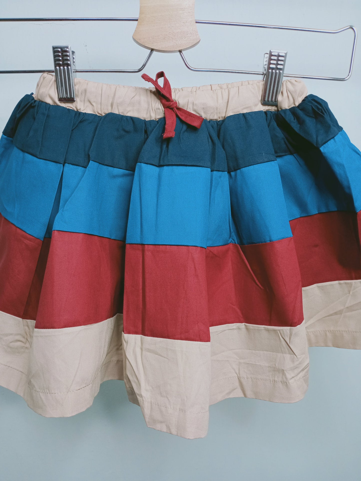 Girls Maroon Blue Cotton Stripe Tutu Skirt ( Made in Korea)