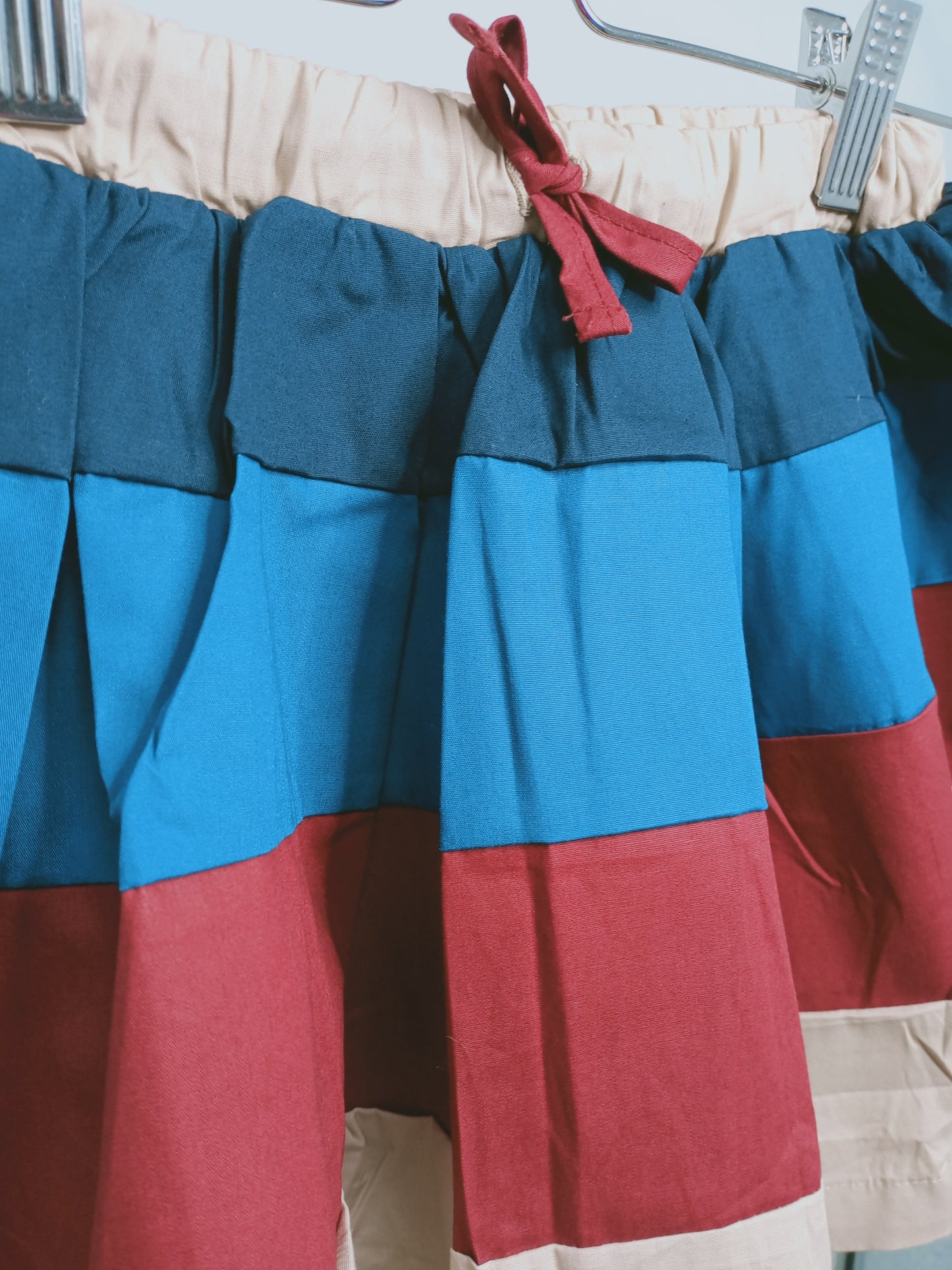 Girls Maroon Blue Cotton Stripe Tutu Skirt ( Made in Korea)