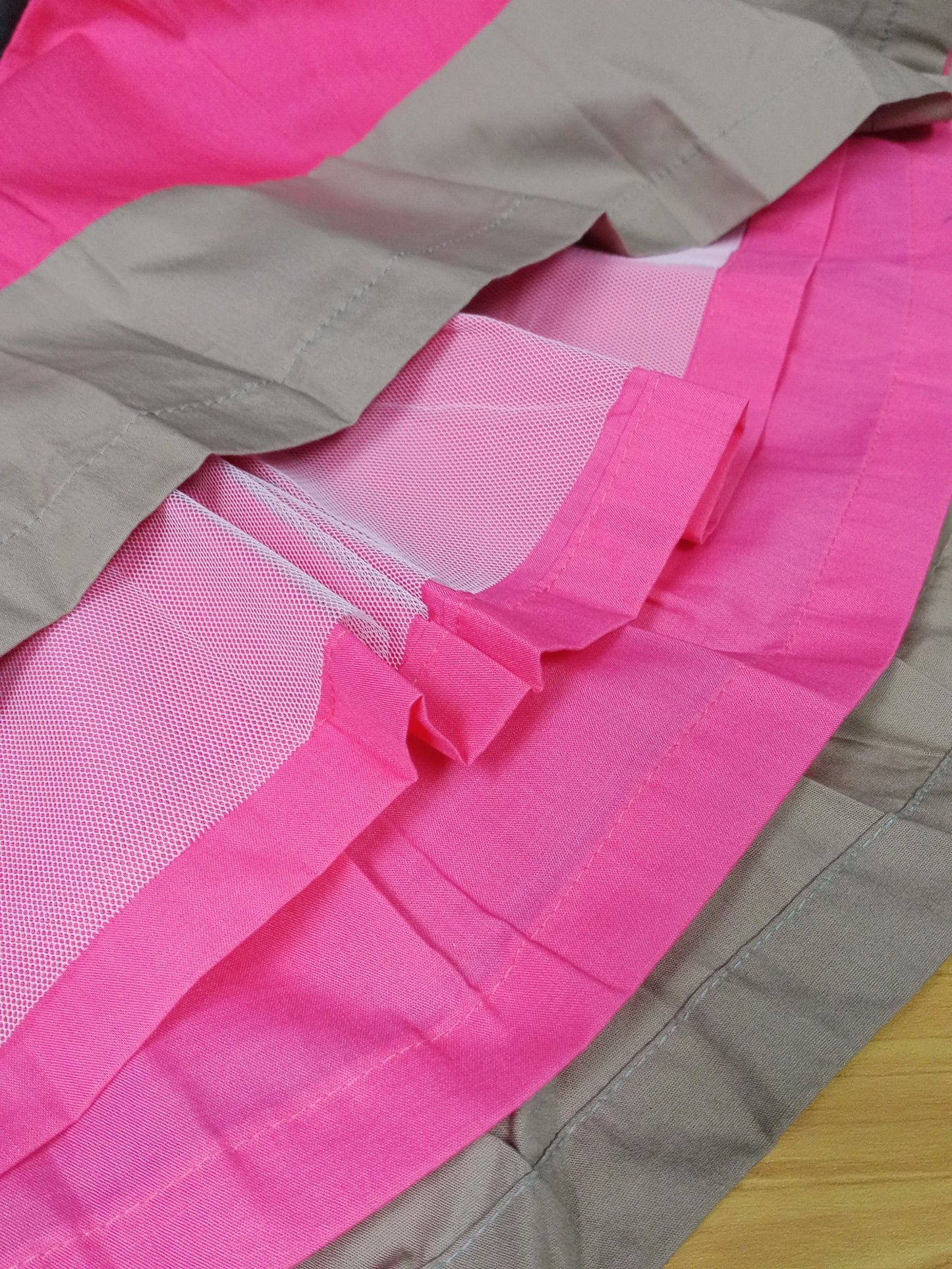 Girls Pink Brown Cotton Stripe Tutu Skirt ( Made in Korea)