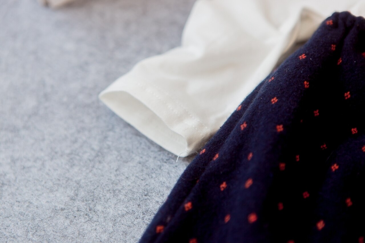 Girls Floral Pattern Navy Pinafore Dress Set ( Thick Material)