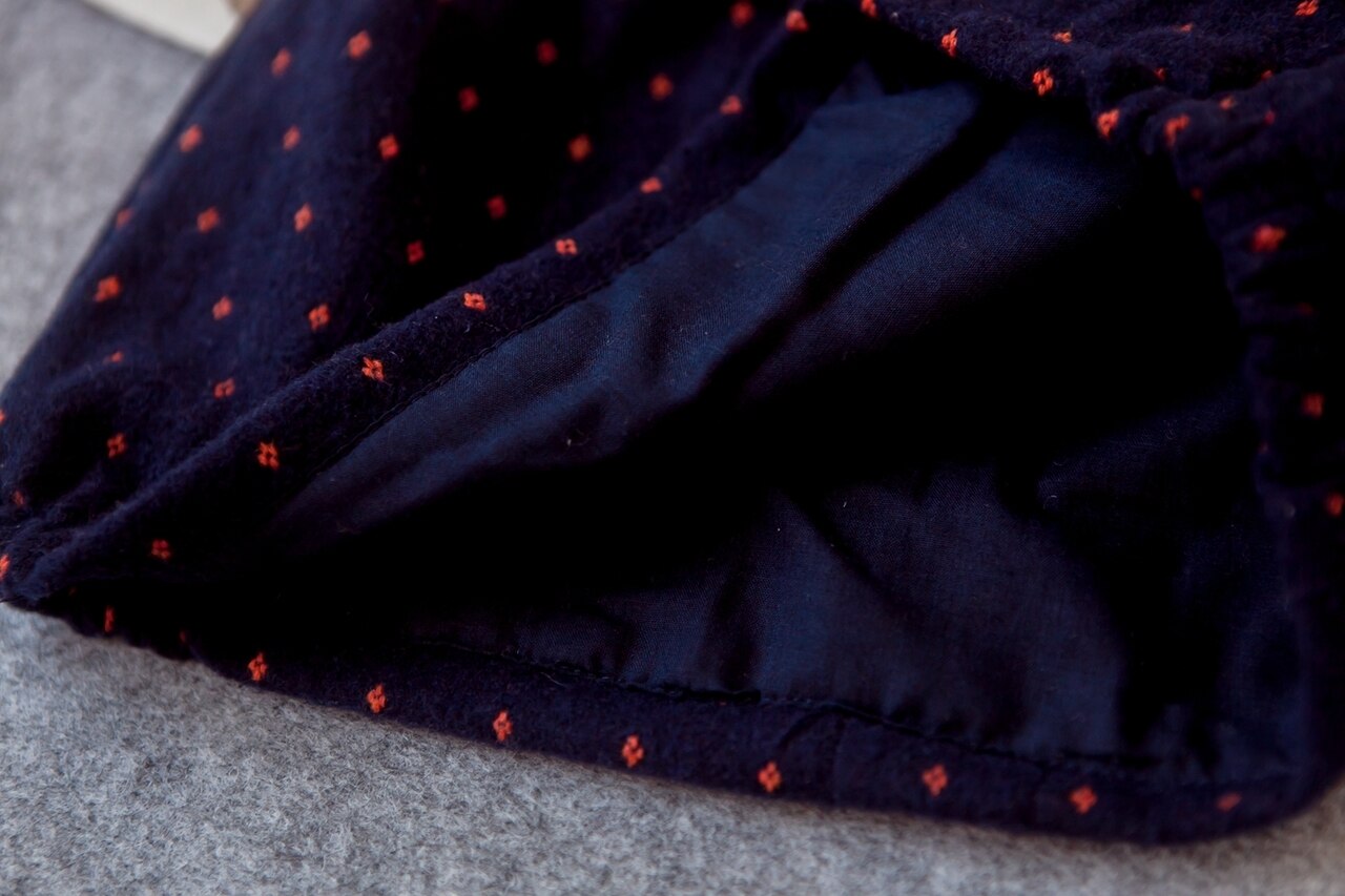 Girls Floral Pattern Navy Pinafore Dress Set ( Thick Material)