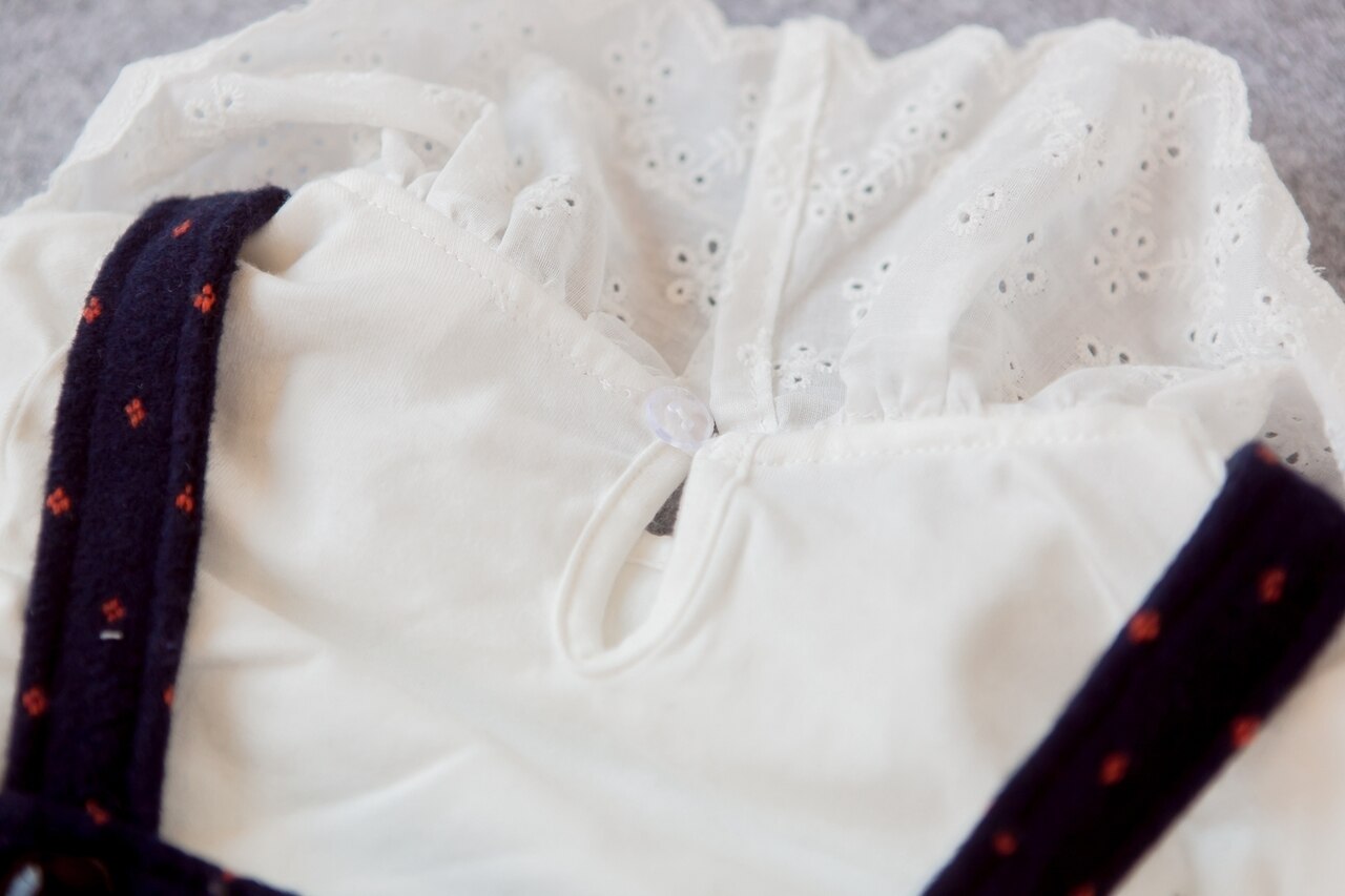 Girls Floral Pattern Navy Pinafore Dress Set ( Thick Material)