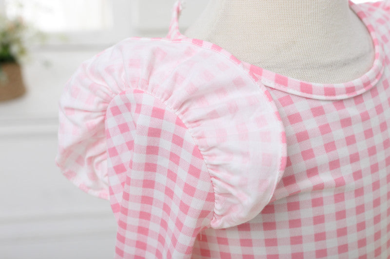 Girls Pink Check and Yellow Tulle Tutu Dress