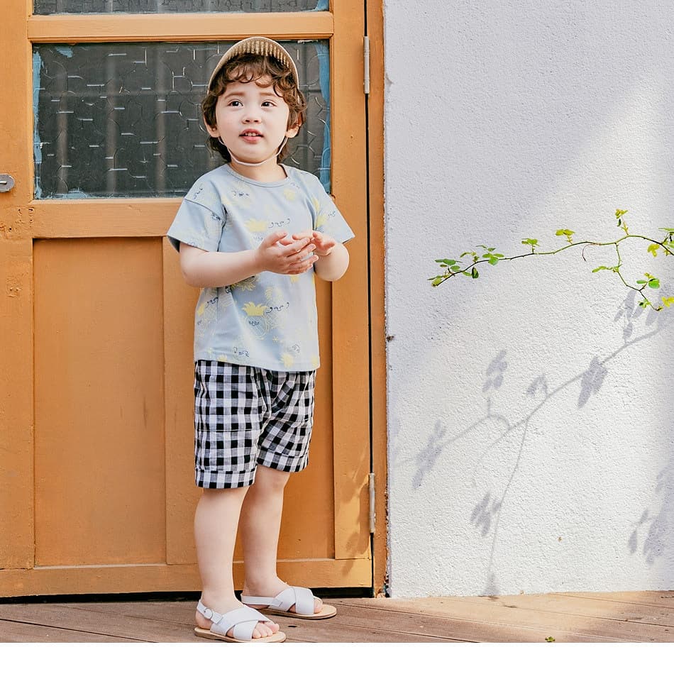 Boy Japanese Style Cotton Two-Tone Short - Black