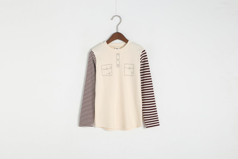 Boys Cream Cotton Top - Long Sleeves