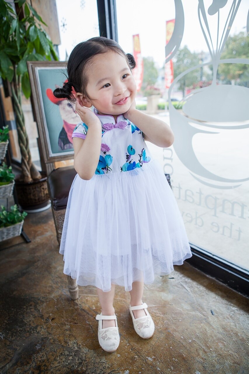 Girls Purple Tutu Cheongsam Dress