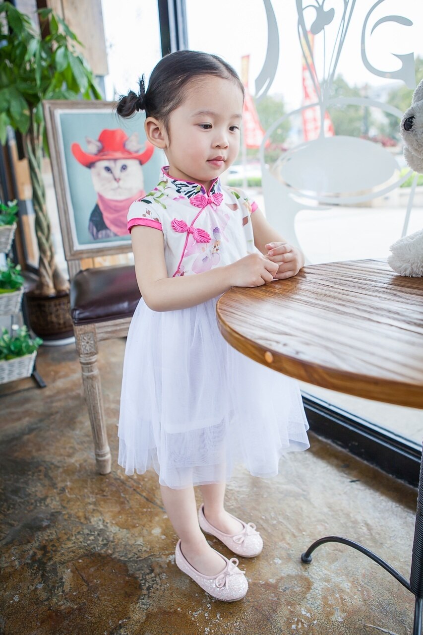 Girls Pink Tutu Dress Cheongsam