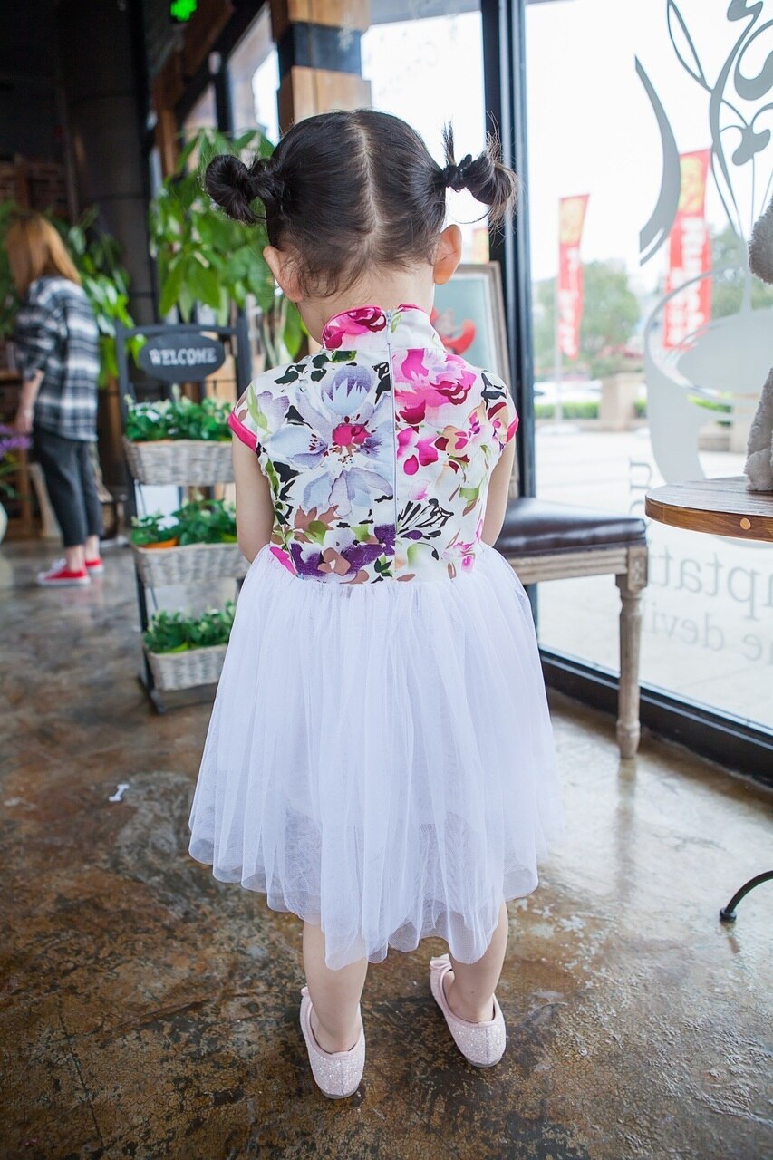 Girls Pink Tutu Dress Cheongsam