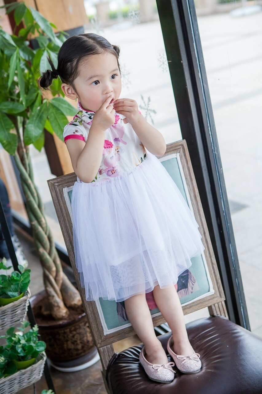 Girls Pink Tutu Dress Cheongsam