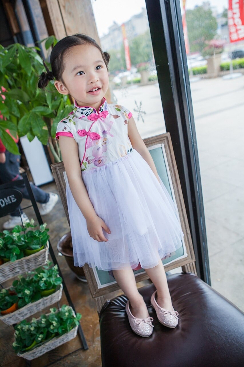 Girls Pink Tutu Dress Cheongsam