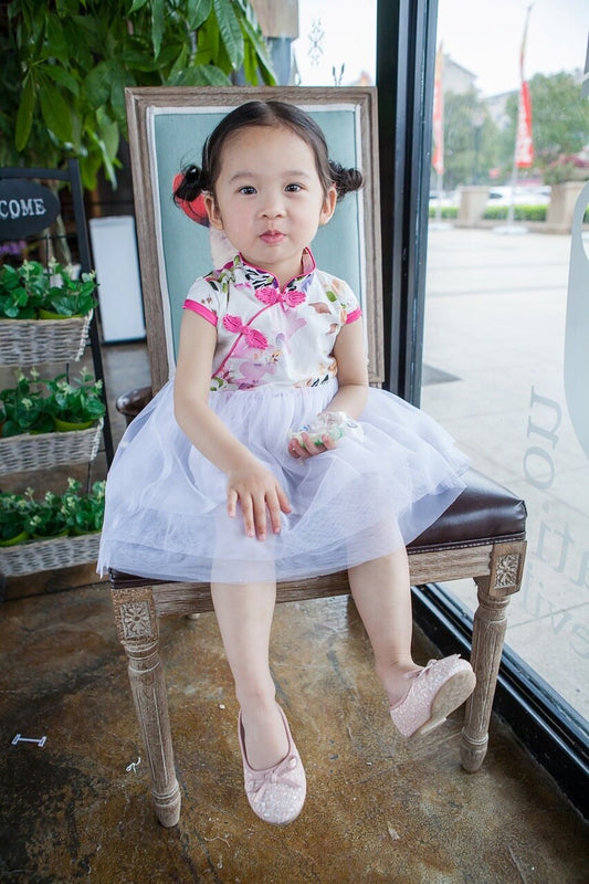 Girls Pink Tutu Dress Cheongsam