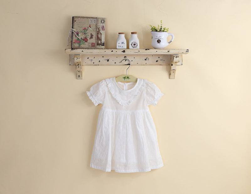 Girls White Broderie Anglaise Eyelet Dress