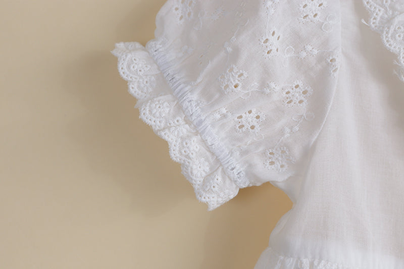 Girls White Broderie Anglaise Eyelet Dress