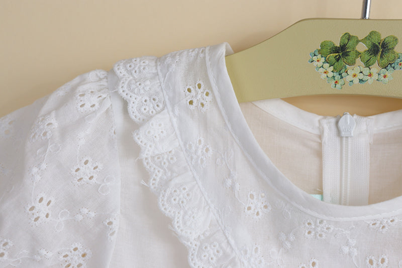 Girls White Broderie Anglaise Eyelet Dress