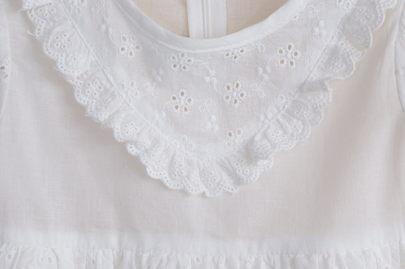 Girls White Broderie Anglaise Eyelet Dress