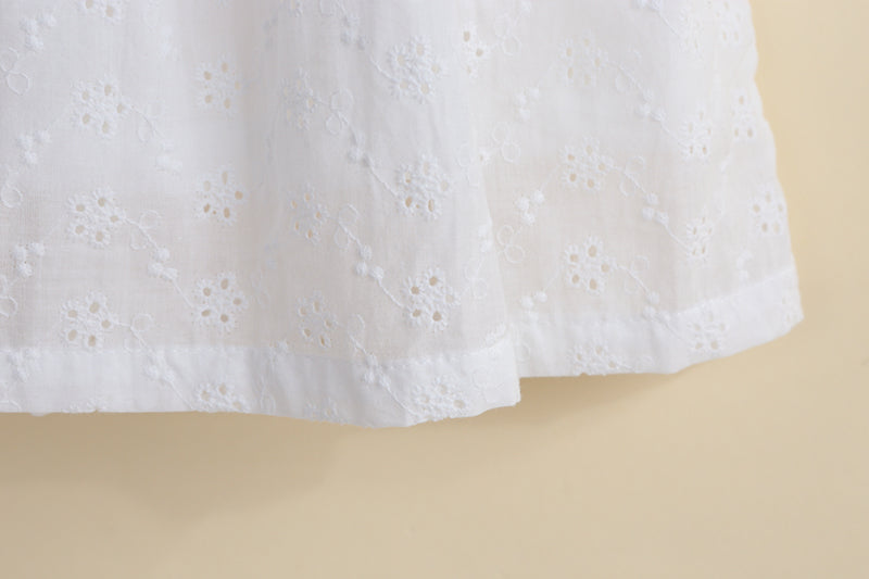 Girls White Broderie Anglaise Eyelet Dress