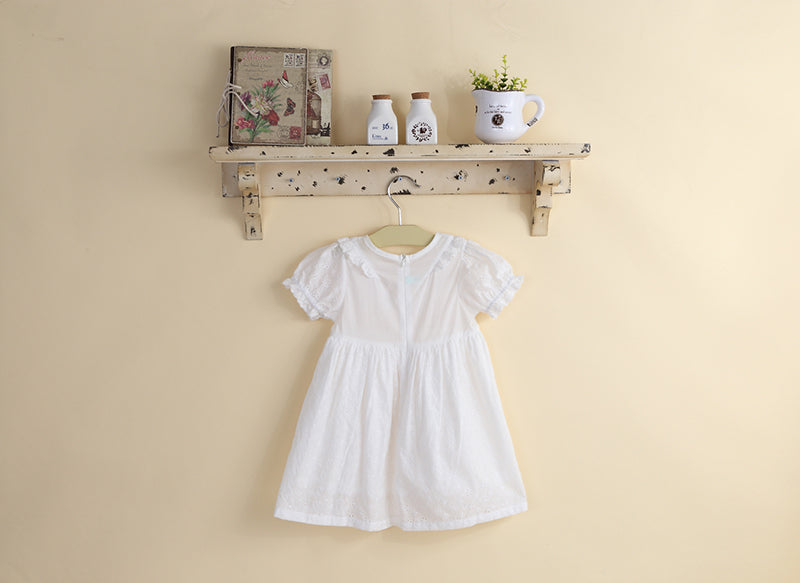 Girls White Broderie Anglaise Eyelet Dress